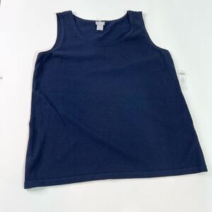 Chico's Tank Sweater Women's Navy Blue 1 Medium Romance Sleeveless Cotton NWT